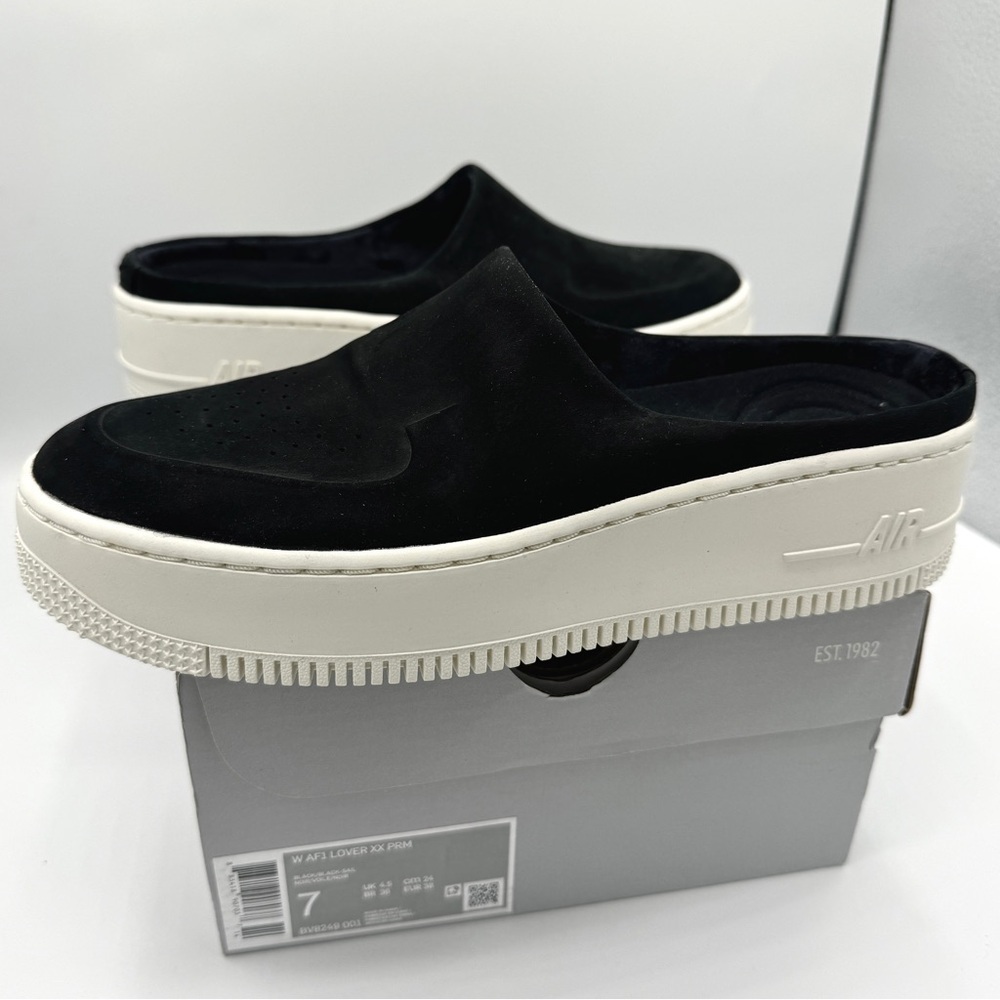 NWT Nike Air Force 1 Lover XX Black Suede Leather Slip On Mule Platform Sneakers - Picture 15 of 16